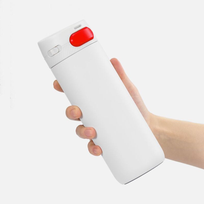 Термостакан X1 с цветной кнопкой, белый с красным арт.19941.65