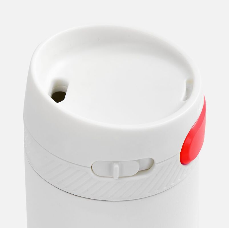 Термостакан X1 с цветной кнопкой, белый с красным арт.19941.65