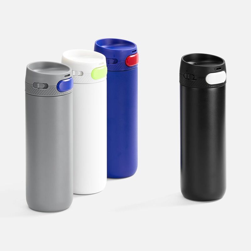 Термостакан X1 с цветной кнопкой, белый с желтым арт.19941.67