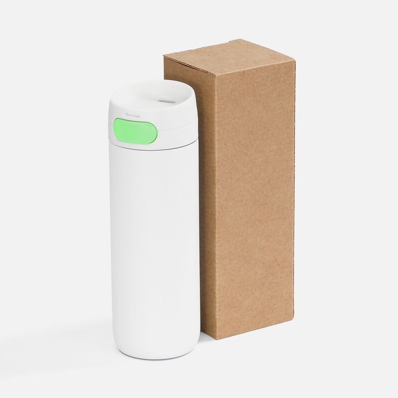 Термостакан X1 с цветной кнопкой, белый с зеленым арт.19941.68