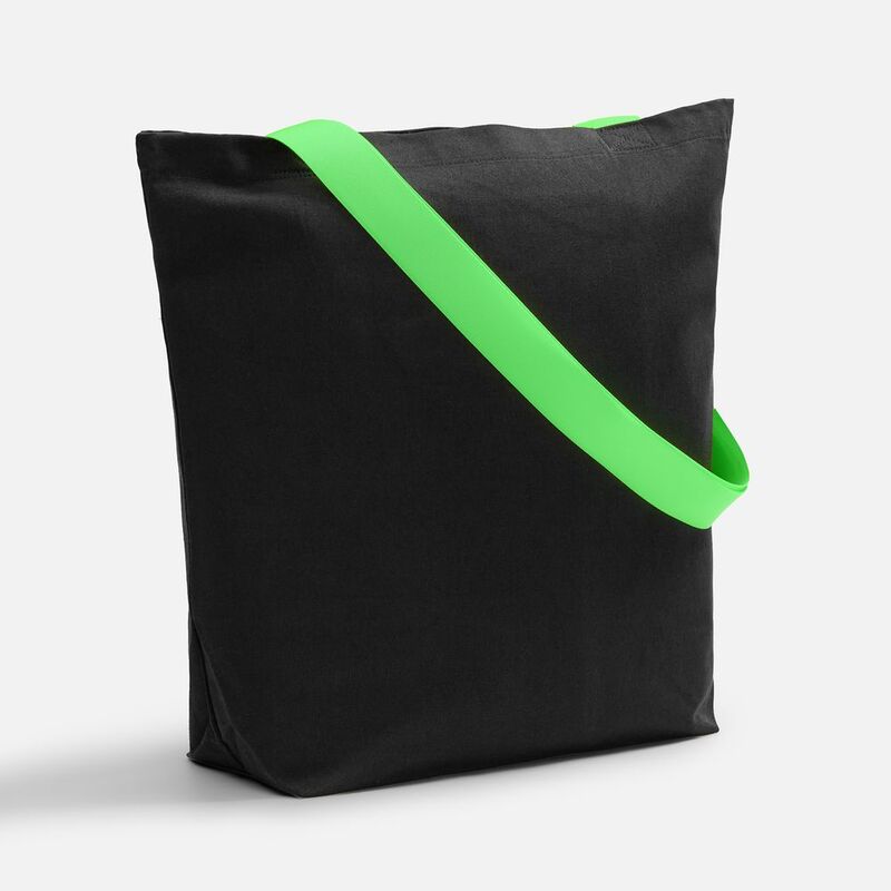 Шопер B5, черный с широкими зелеными ручками арт.19267.94
