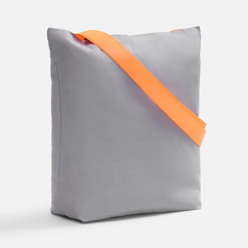 Шопер B5, серый с широкими оранжевыми ручками арт.19268.22