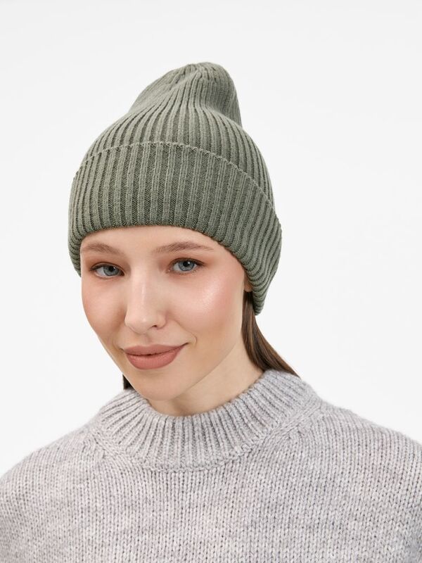 Шапка Catch Match без помпона, зеленая (полынь) арт.20385.93