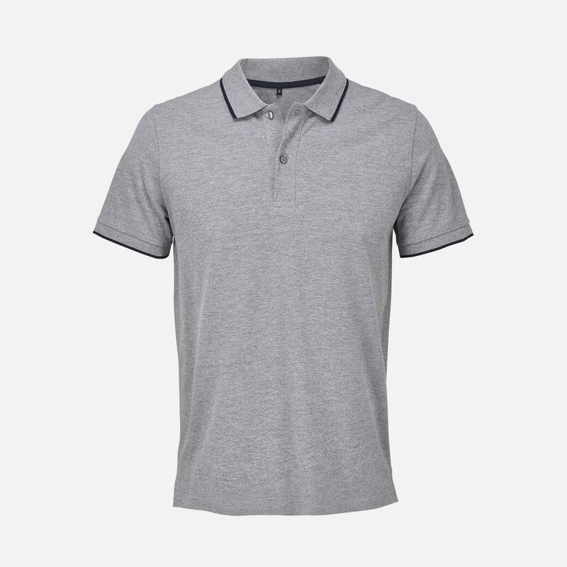 Рубашка поло унисекс Palermo, серый меланж с темно-синим арт.04769110