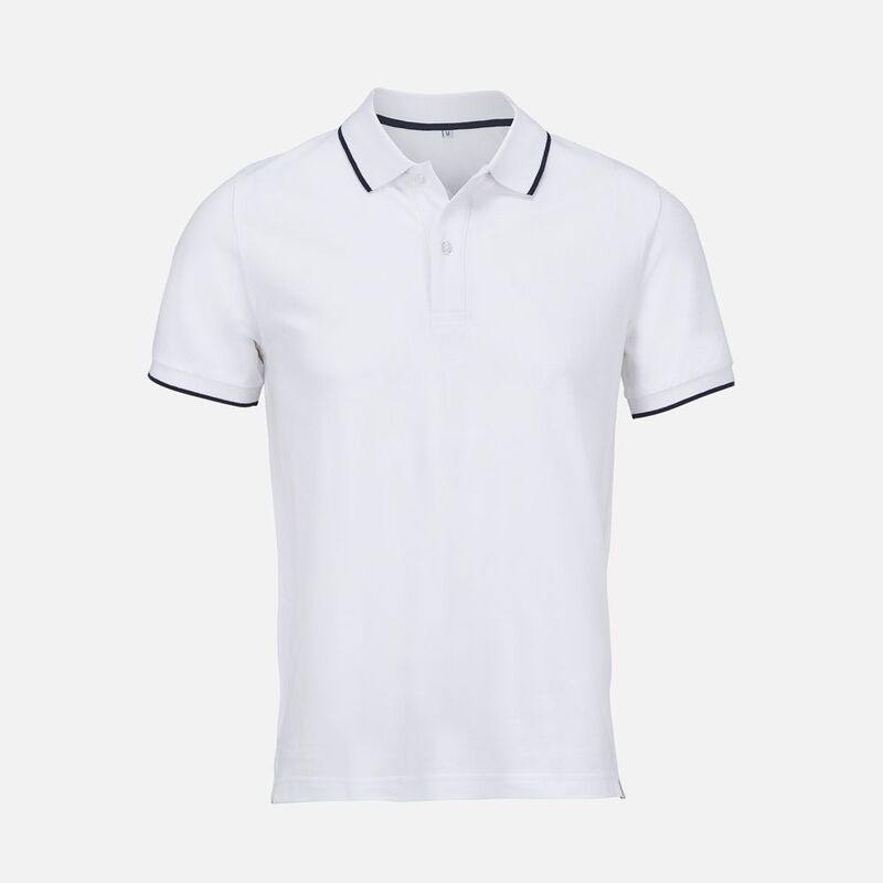 Рубашка поло унисекс Palermo, белая с темно-синим арт.04769989