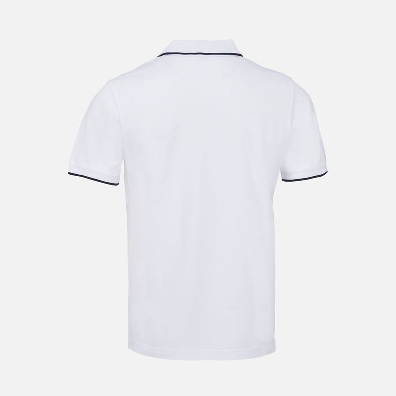 Рубашка поло унисекс Palermo, белая с темно-синим арт.04769989