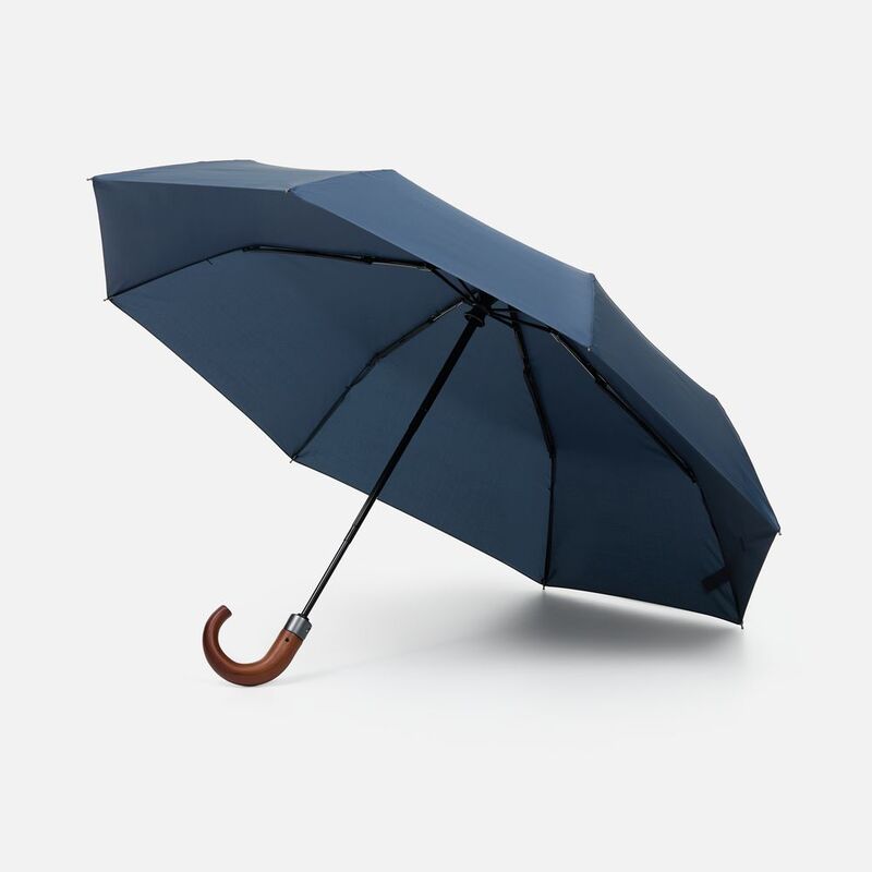 Зонт складной Classic, темно-синий с темной ручкой арт.17318.43