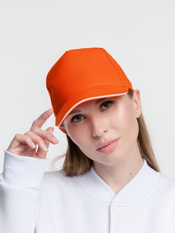 Бейсболка Classic 2.0, оранжевая с белым кантом арт.21848.20