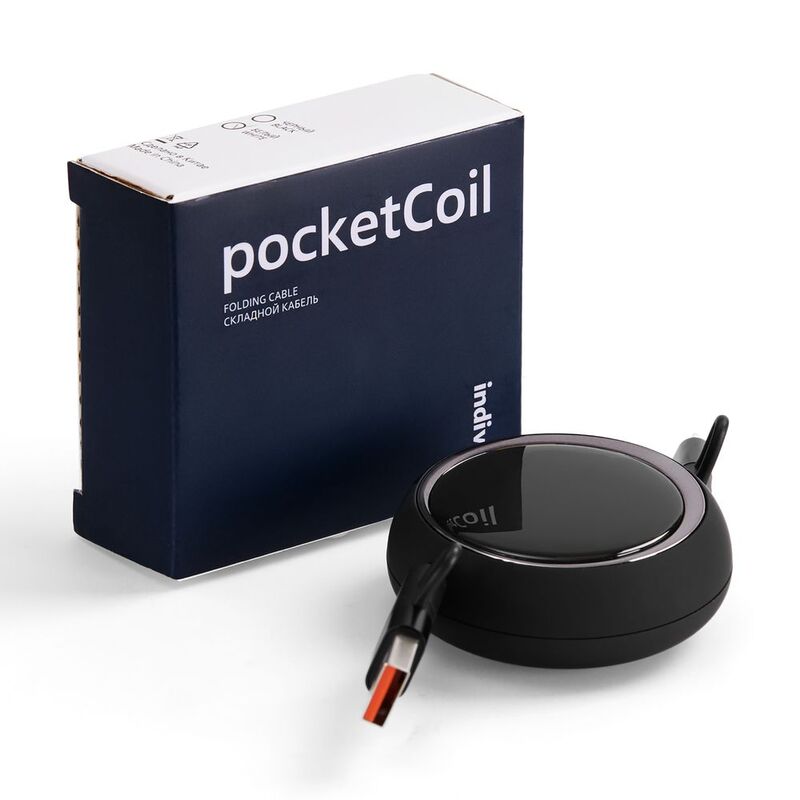 Складной кабель с переходниками pocketCoil, черный арт.19674.30