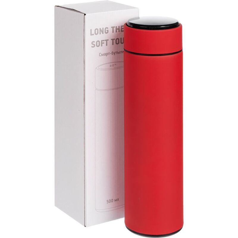 Смарт-бутылка с заменяемой батарейкой Long Therm Soft Touch, красная, без пакета арт.15717.51