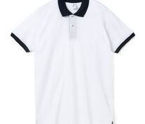 Рубашка поло Prince 190, белая с темно-синим арт.6085.60