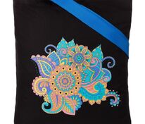 Холщовая сумка «Узор», черная с ярко-синими ручками арт.70883.38