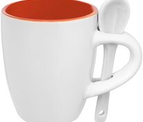 Кофейная кружка Pairy с ложкой, оранжевая с белой арт.13138.26