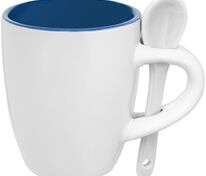 Кофейная кружка Pairy с ложкой, синяя с белой арт.13138.46