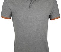 Рубашка поло мужская Pasadena Men 200 с контрастной отделкой, серый меланж c оранжевым арт.5851.12