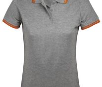 Рубашка поло женская Pasadena Women 200 с контрастной отделкой, серый меланж c оранжевым арт.5852.12