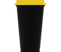 Стакан с крышкой Color Cap Black, черный с желтым арт.20996.80